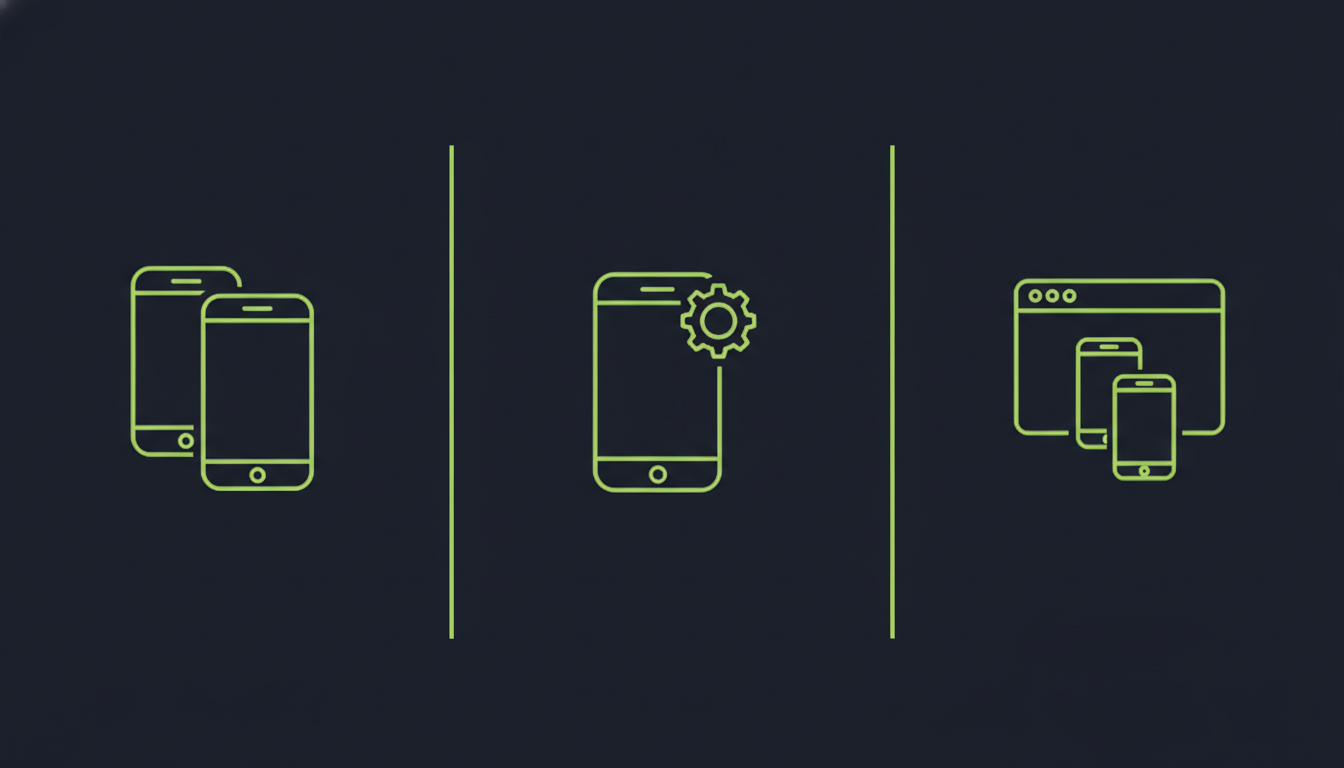 Three-way comparison of native platforms, a single cross-platform codebase, and a browser-based web app