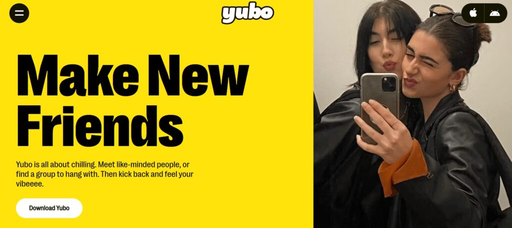 Yubo home screen for blog