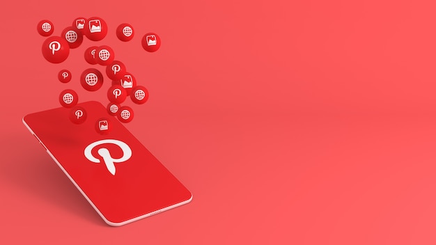 Photo phone with pinterest popping up icons