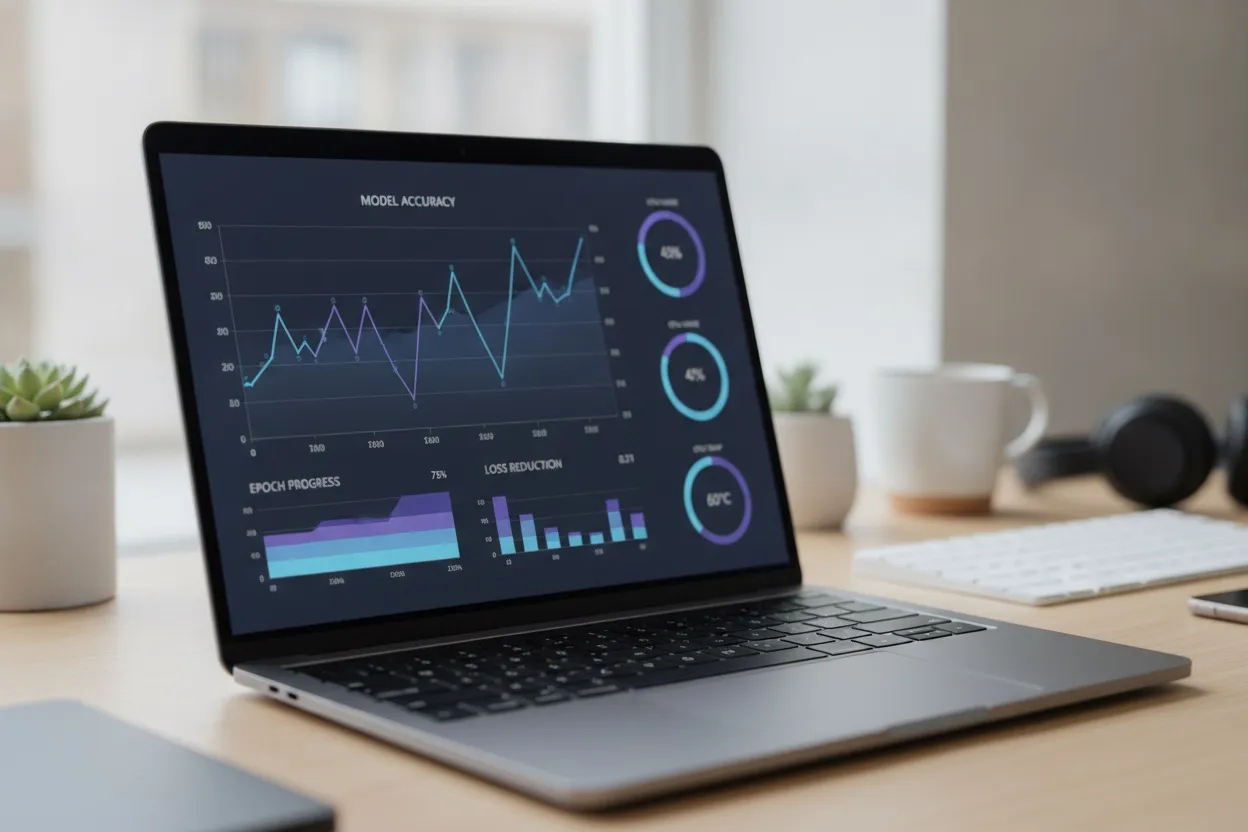 AI model training dashboard showing live accuracy metrics