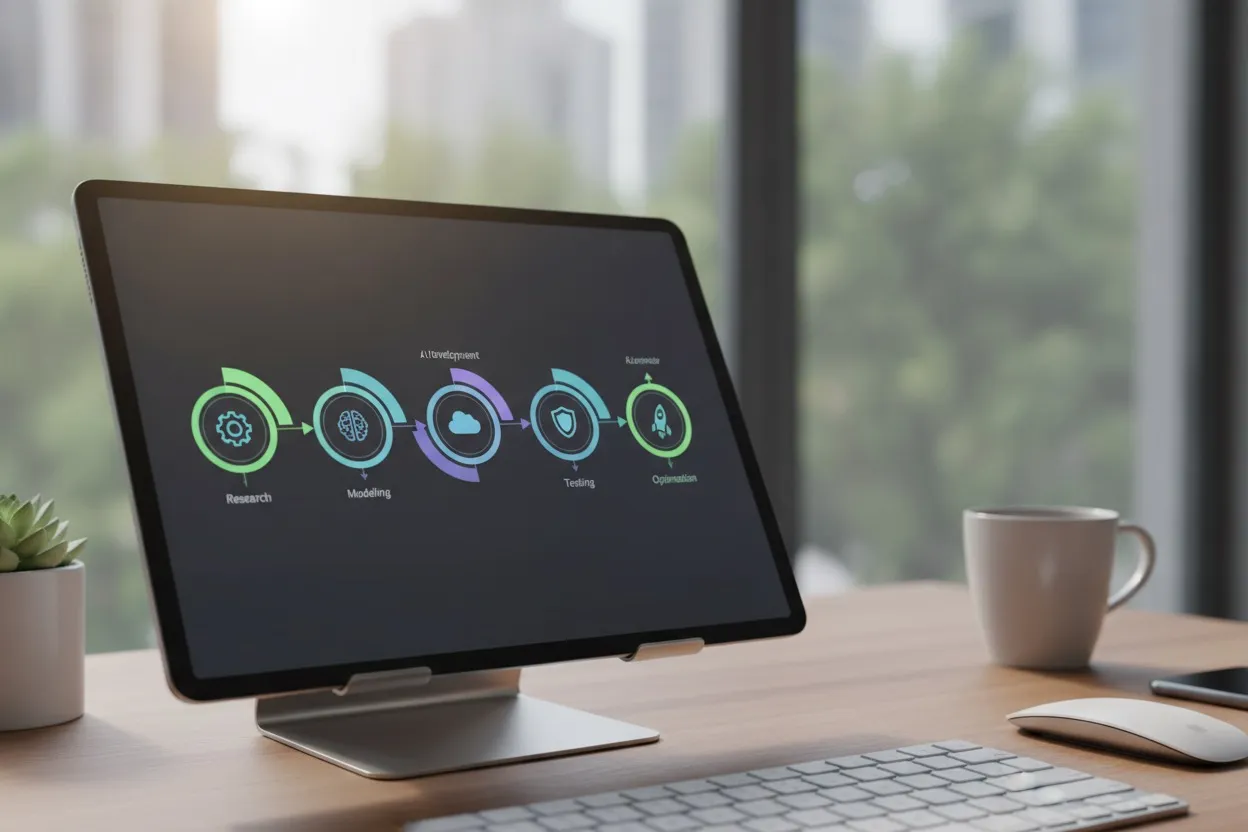 AI development delivery process timeline with milestones