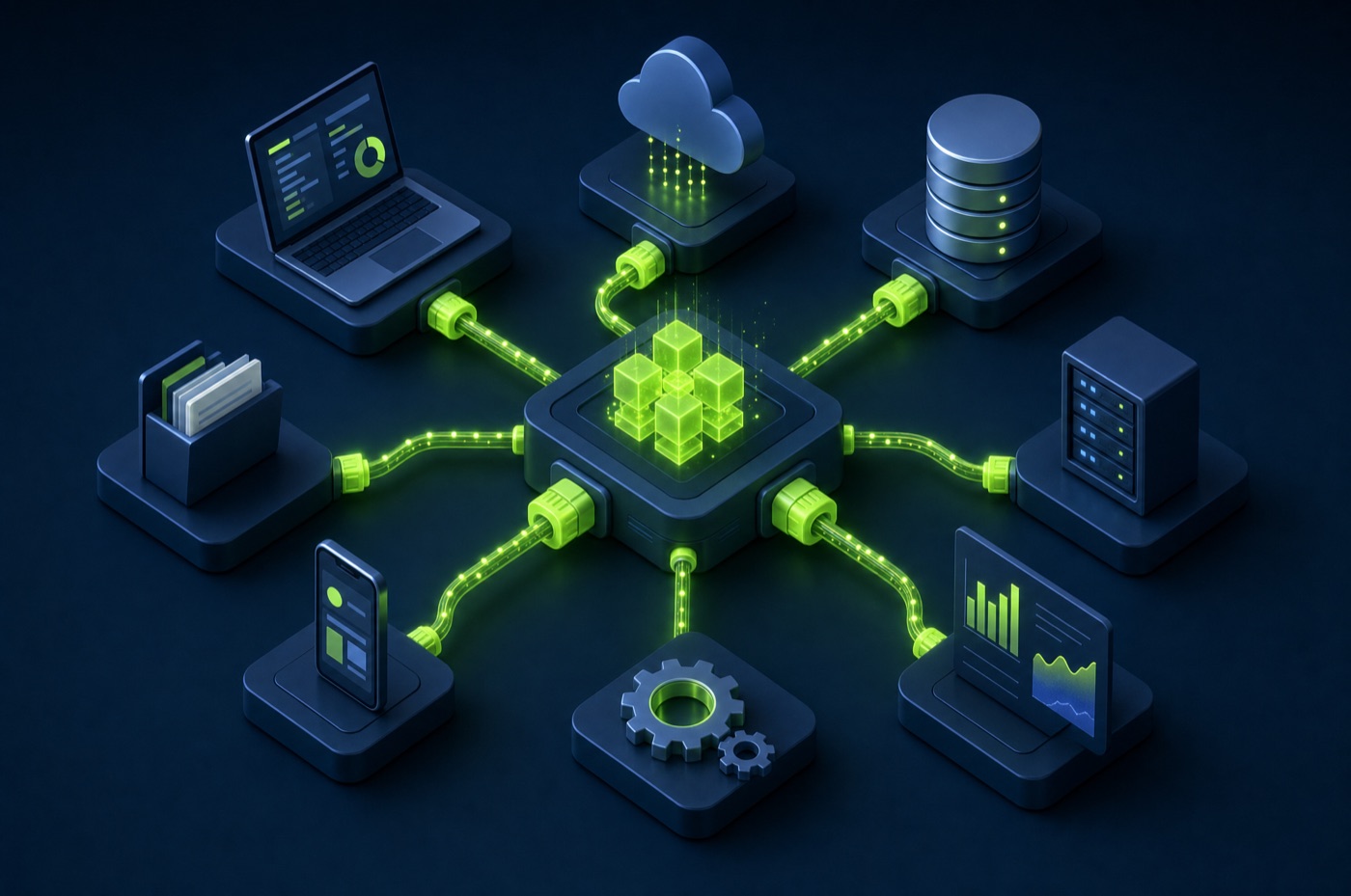 API integration architecture connecting enterprise systems
