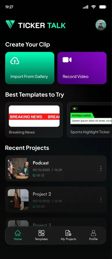 TickerTalk dashboard