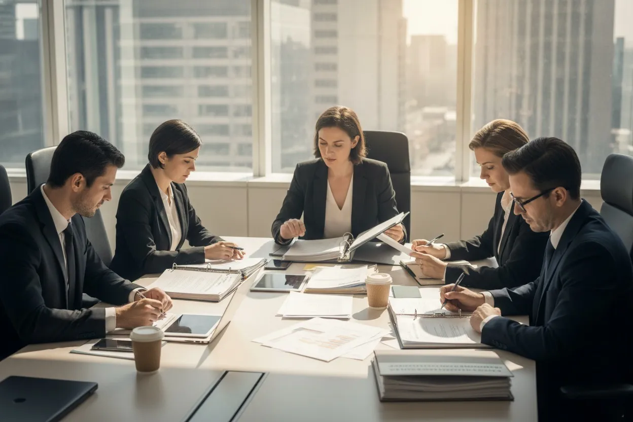 Legal and compliance team reviewing Australian federal AI governance documents