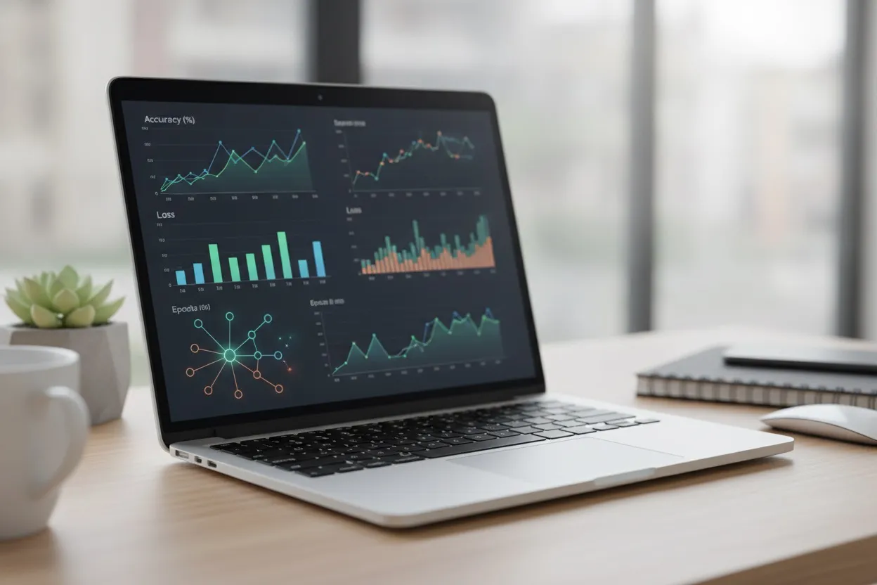AI model training dashboard showing live accuracy metrics