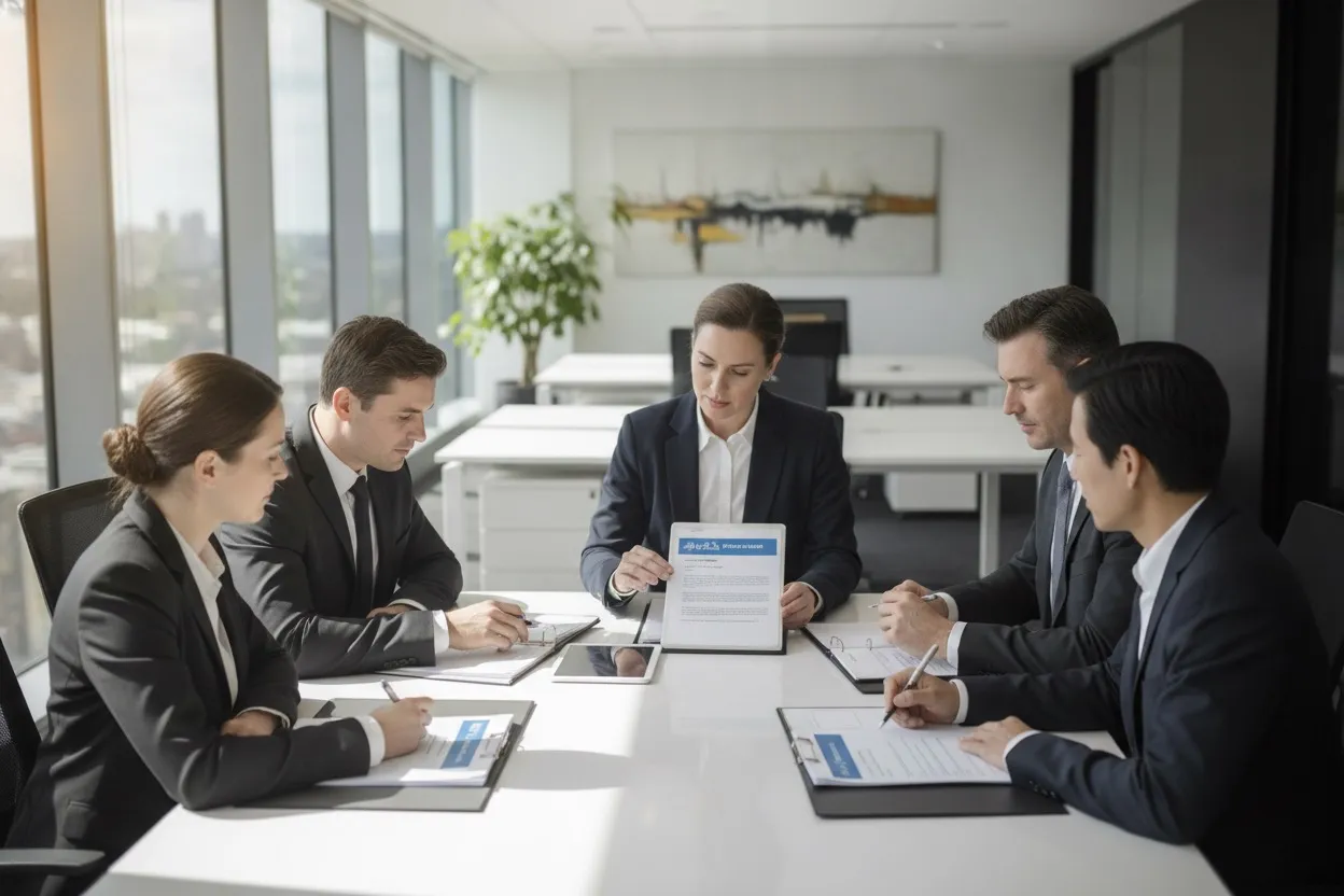 Legal and compliance team reviewing Australian federal privacy law documents
