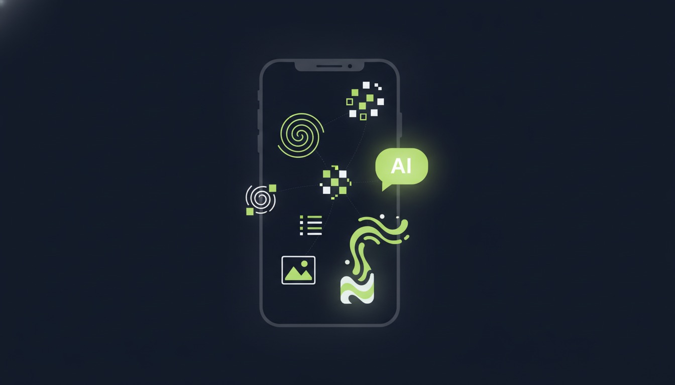 Placeholder abstract visual representing generative AI features inside a mobile or web app