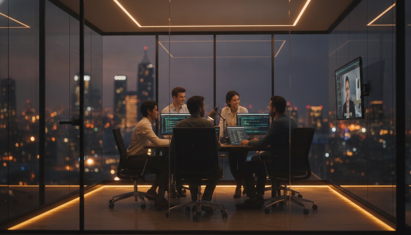 Apptechies engineering team consulting with a client on a software project