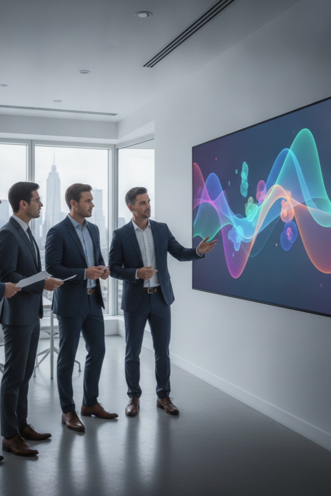 Business team reviewing an industry-specific data visualization