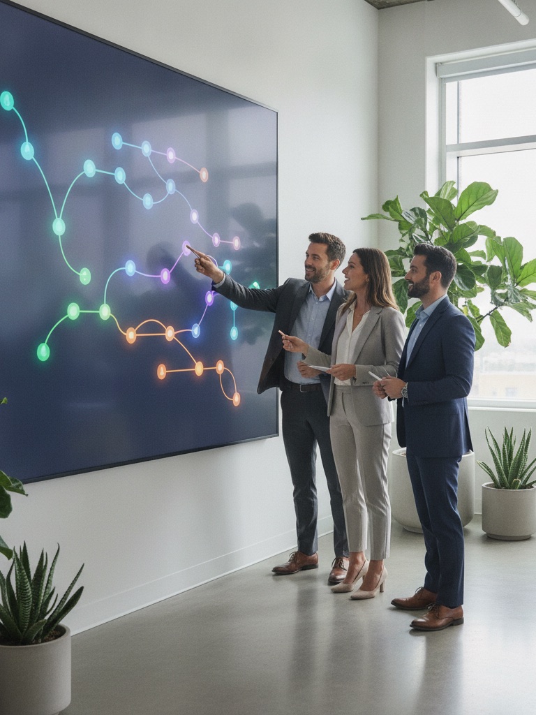 Consulting team reviewing a data strategy roadmap