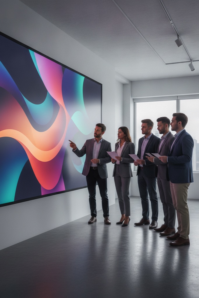 Business team reviewing an industry analytics dashboard