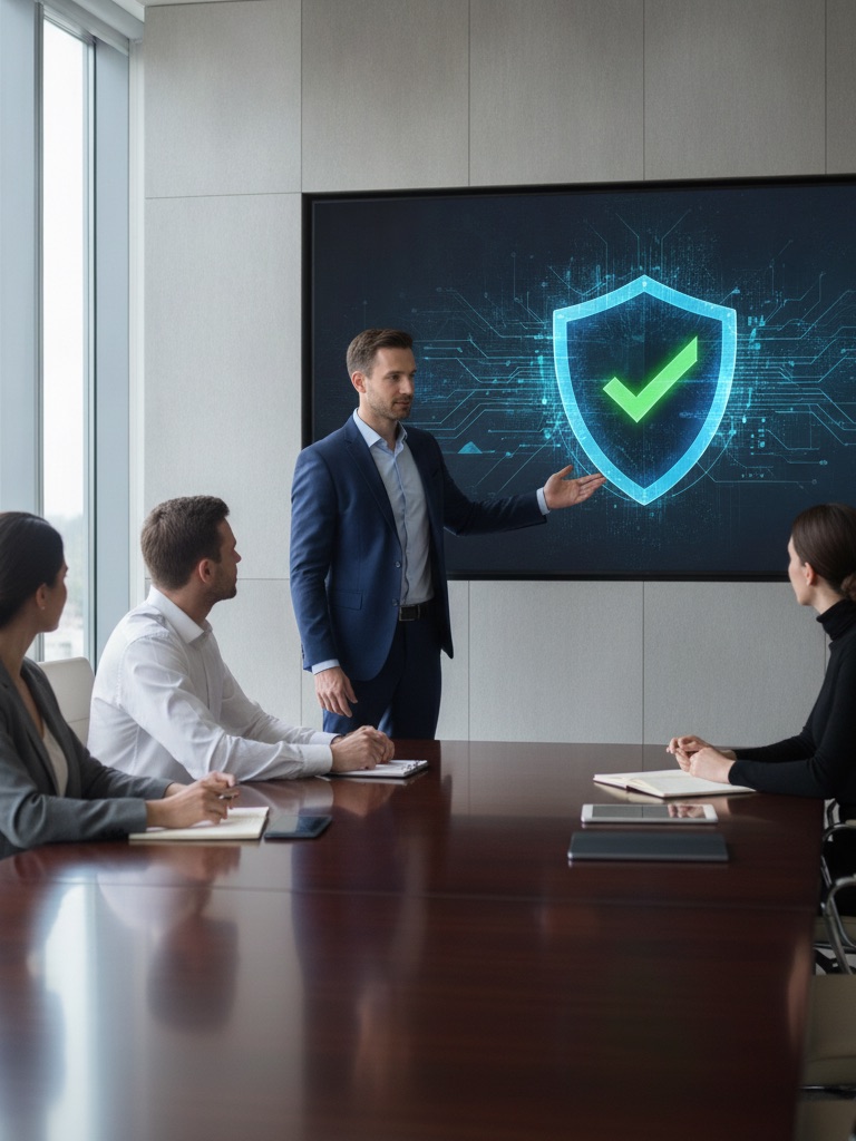 Consultant presenting a compliance and security roadmap