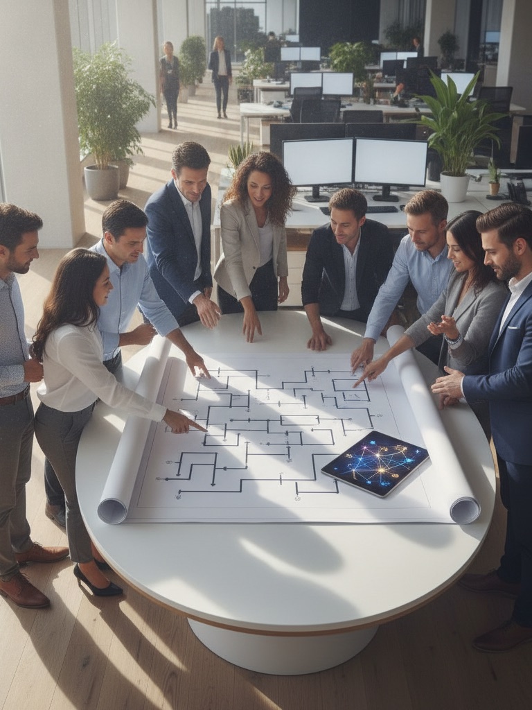 Team collaborating on a banking and payments solution