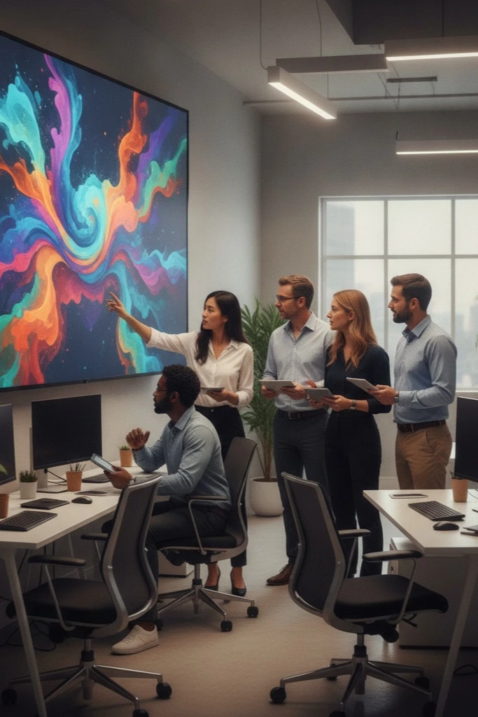 Diverse development team collaborating on a multi-industry software solution