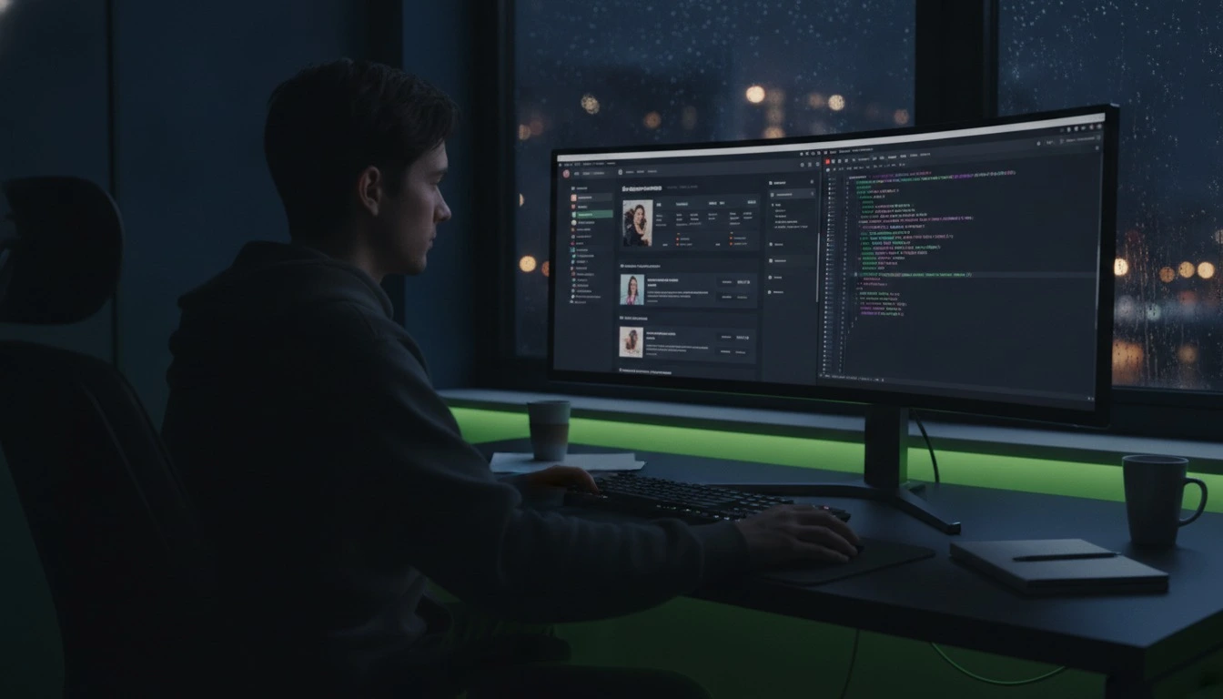 Shopify developer working with an e-commerce store admin dashboard and Liquid theme code side by side