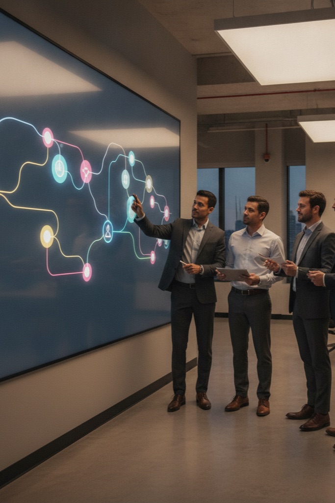 Business team reviewing a digital transformation roadmap