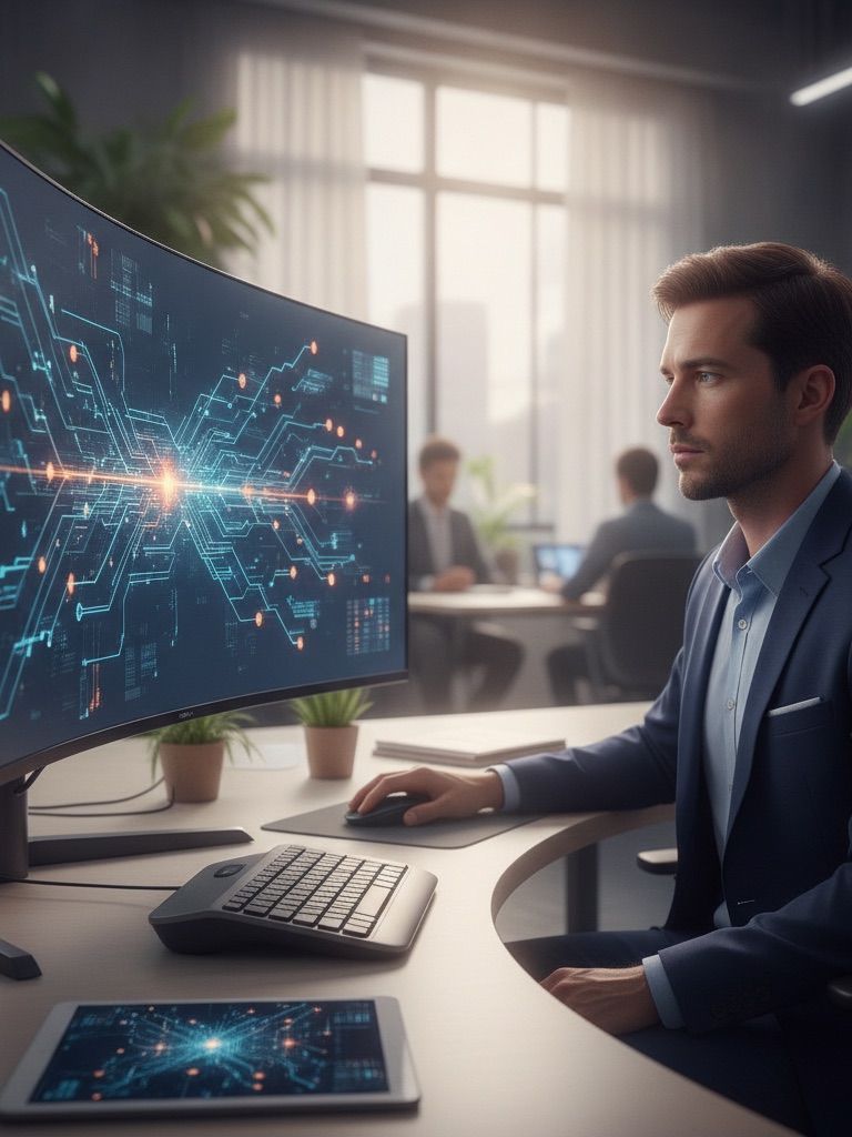 Business analyst reviewing a systems architecture diagram