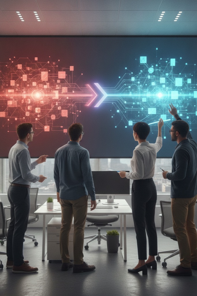 Team reviewing a legacy app modernization roadmap