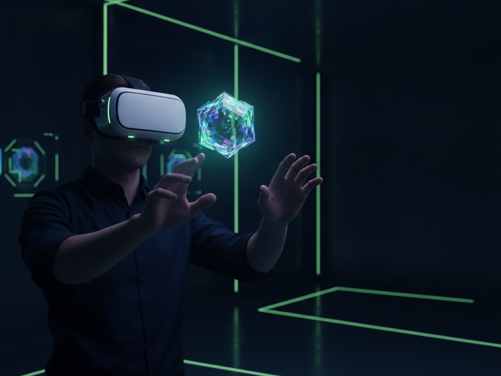 Person interacting with a metaverse digital collectible using VR