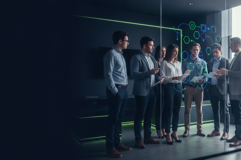 Development team reviewing an NFT marketplace roadmap
