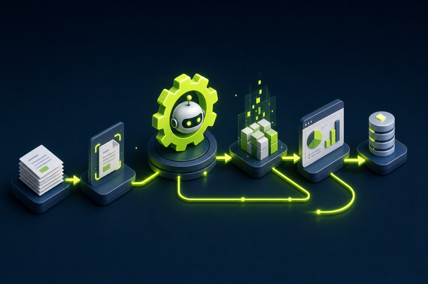 RPA bot workflow automating document and data processing