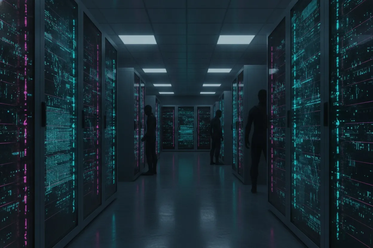 Data center with encrypted AI data pipeline visualizations