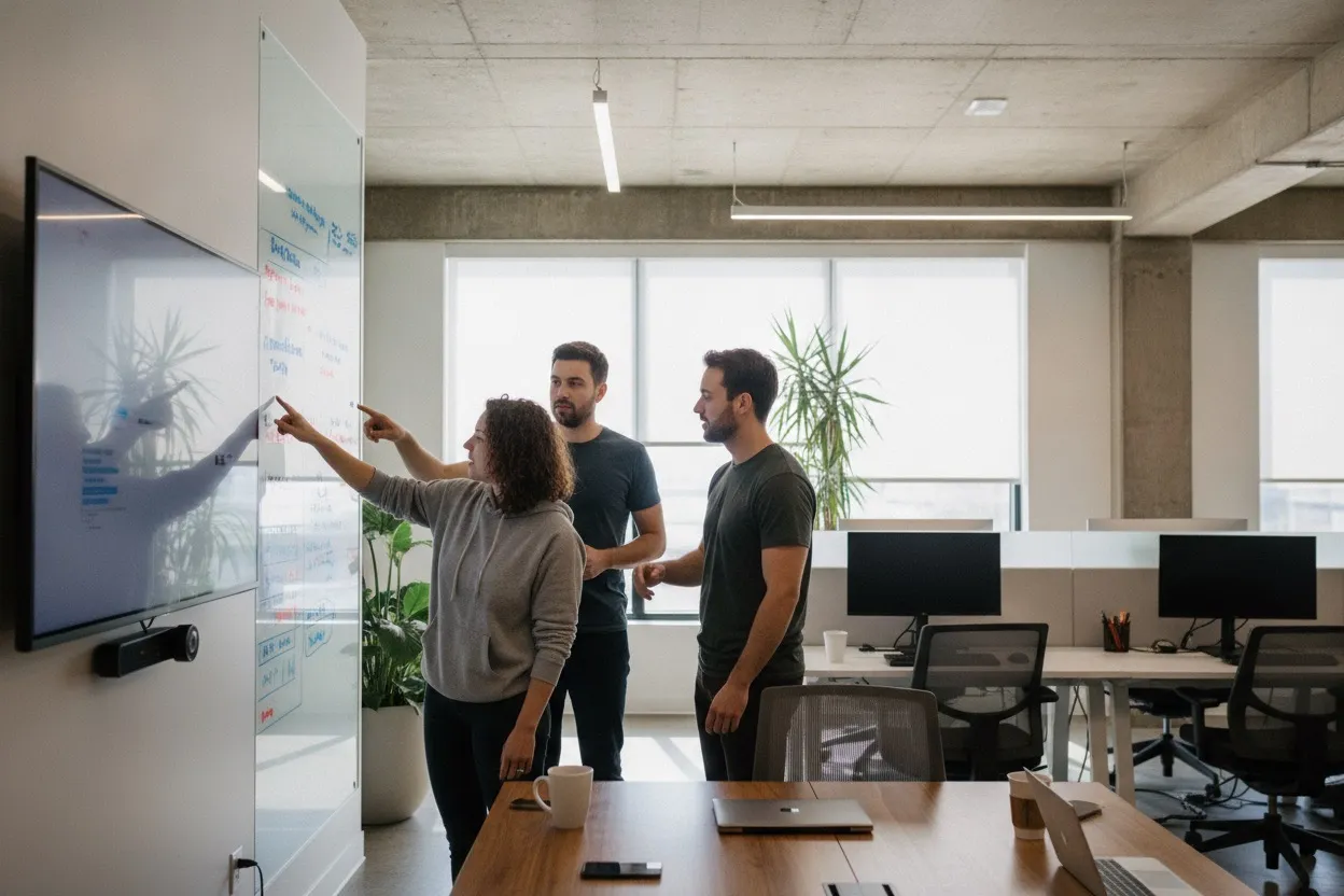 Software engineering team working at an Austin Texas tech office